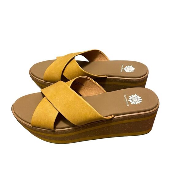 Yellow Box Akeko Mustard Yellow Platform Slides Sandals Size 9.5 NEW - Picture 4 of 6
